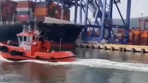 A container ship has collided with cranes at Kocaeli International Port in western Turkey