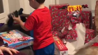 Boy Is Overjoyed with New Socks on Christmas