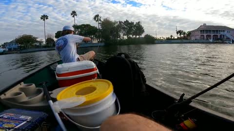 Canoe fishing canals for mangrove snapper