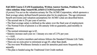 Exam LTAM exercise for February 28, 2021