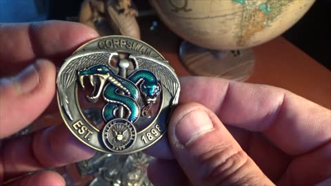 US Navy Corpsman Devil Doc Caduceus Green Blue Flip Challenge Coin