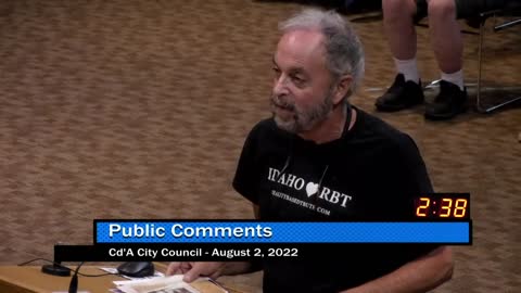 Alan - Public Comment 8/2/22 CDA City Council Meeting