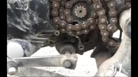 The motorcycle chain rolled into a ball