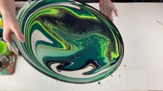(129) Acrylic Pour Painting on a Round Patio Table