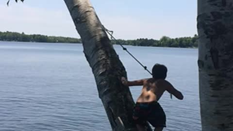 Ozzy Tricks on the Rope Swing