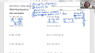 Multi Step Equations- Algebra 1 Kuta Worksheet Series