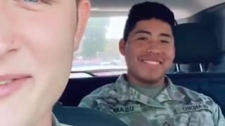 Latino soldier laughs as he's told racist Mexican jokes