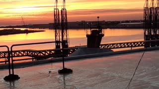 Port Canaveral sunrise off 7 story morton salt plant