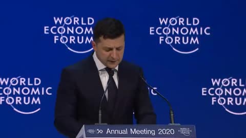 Ukraine President Volodymyr Zelensky speaking at WEF 2020