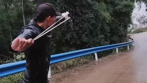 Cutting tree with Slingshot | Satisfying Video