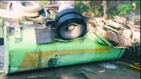 Tragic. CPO tank truck rolled over with failed brakes. let's pray for the best for the driver.