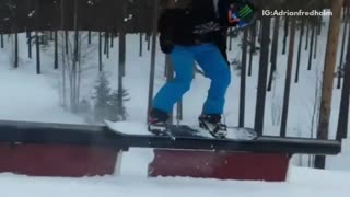 Compilation of snow board fails guy blue pants