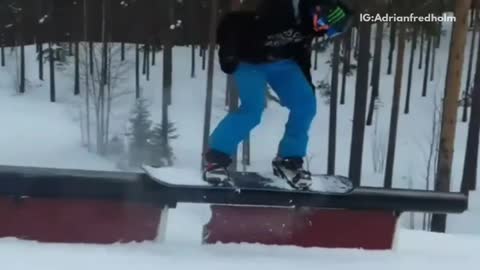 Compilation of snow board fails guy blue pants