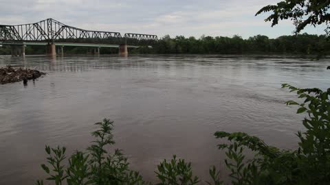The Missouri River flowing in St. Charles Missouri