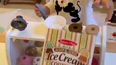 Wow!! toddler opens up her own ice cream store