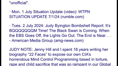 Judy Byington. Benjamin Fulford ~ Situation Update July 4~ Trump Return- Restored Republic via a GCR