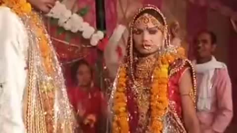 Indian couple float to wedding