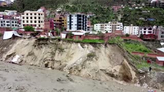 Homes teeter on the edge of collapse after rain in Bolivia