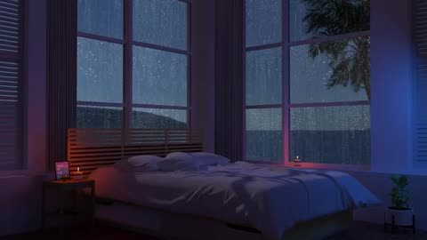 At dawn, listen to the sound of rain in a quiet resort bedroom overlooking the sea.