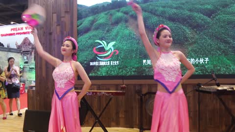Wonderful folk dance by very beautiful Vietnamese dancer