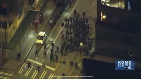 ANTIFA celebrates Biden inauguration with more destruction in Seattle