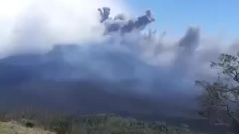 The actual eruption of the Pacaya Volcano in Guatemala