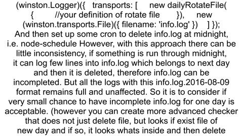 How to daily rotate logs using Winston except the first day