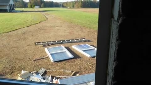 Trimming new windows with wood & tile. 2 hot air balloons. Saggy blinds fixed & clean up that mess!