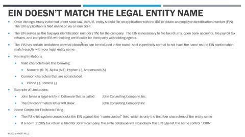 My Company EIN Doesn't Match the Legal Entity Name - Is That a Problem?