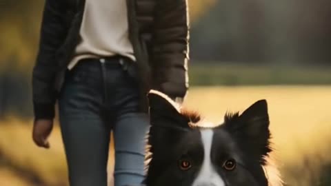 girl with dog ai video animation