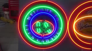 24 inch custom neon sign with animated counter rotating supercharger impellers
