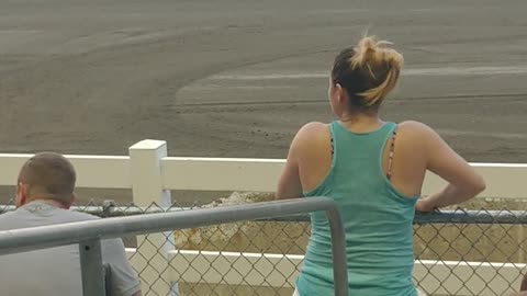 Excited Fan at Skowhegan Fair Truck Pulls