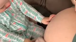 Sweet Toddler Preciously Kisses Mommy’s Pregnant Belly