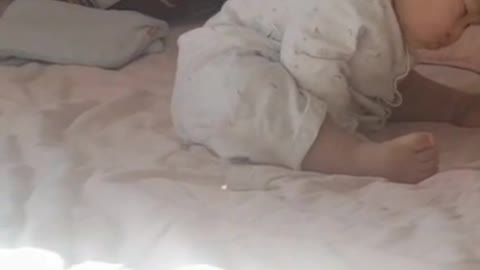 My funny "dumb" baby dozes off in the bed Absolutely hilarious!!!