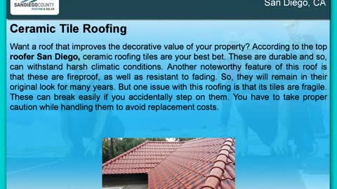 Different Types of Roofing in San Diego, CA