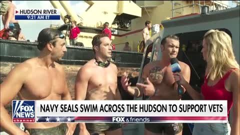 Pete Hegseth, Navy SEALS complete second leg of swim across Hudson to support vets