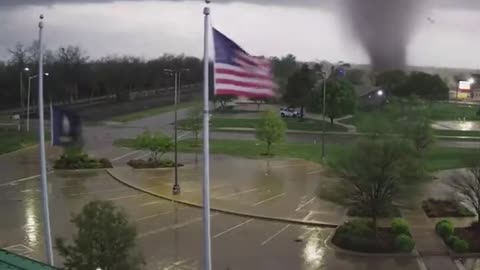 Security footage shared Wednesday shows a powerful tornado tearing through Andover