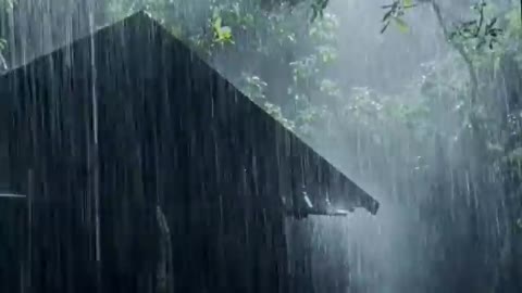 Sleep Instantly Within 3 Minutes with Heavy Rain & Thunder on Ancient House in Foggy Forest at Night