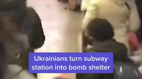 Ukrainians turn subway station into bomb shelter