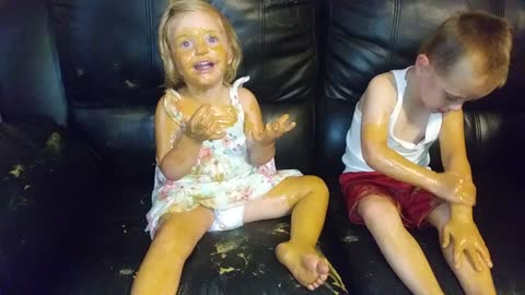 Confused Kids Cover Themselves In Peanut Butter, Not Sunblock