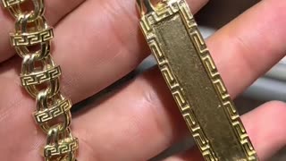 Solid Gold Greek Design Chino Link Bracelet