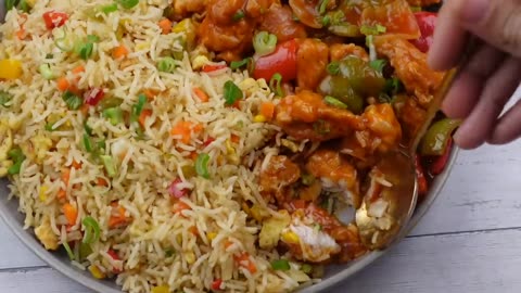 Chicken Manchurian With Egg Fried Rice