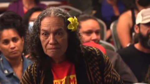 Powerful. Hawaiian woman stands her ground