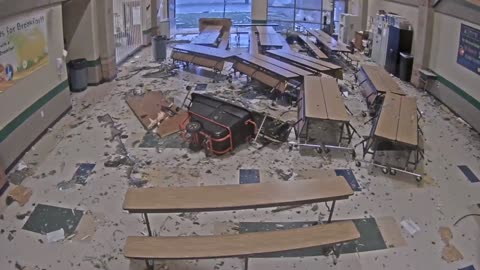 School surveillance video from April 2022 tornado in Andover