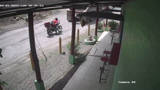 Truck Parks on Top of Unseen Motorcycle