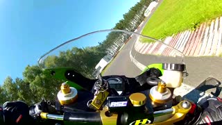 Dangerous crash of a super-bike on racing circut