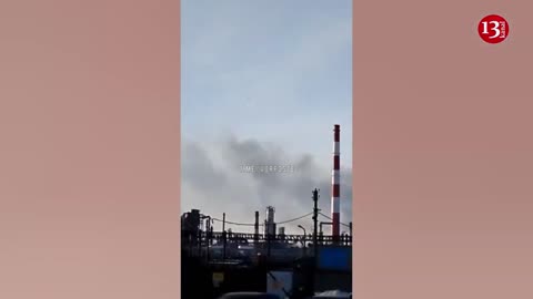 The moment of Ukrainian drones attack the next oil base in Russia