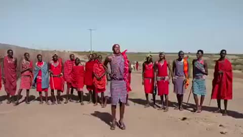 Maasai warriors jump to traditional song - jumping contest