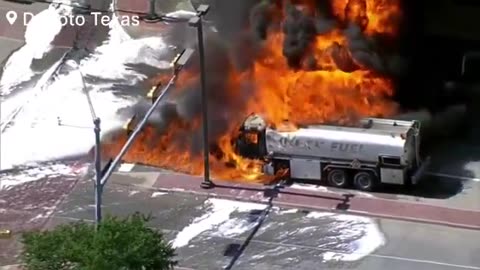 Crews battling tanker fire on Cockrell Road and Parkerville Road in DeSoto, Texas