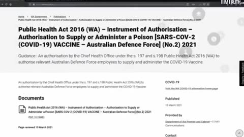 Authorization to administer a poison (Covid Vax) Australia